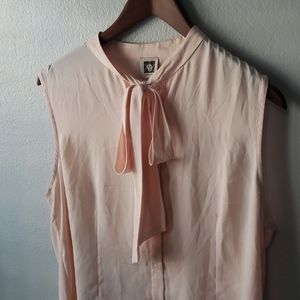Anne Klein Sleeveless Tie Neck Blouse - Pink